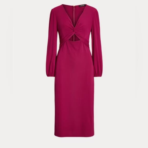 NWT Lauren Ralph Lauren Twist Front Jersey Cutout Dress Size 14 Plus Size Sexy - Picture 5 of 16